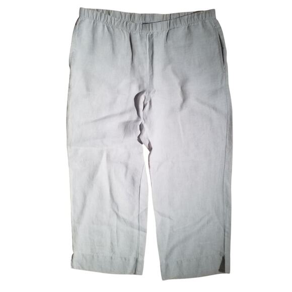 J Jill Womens Size Small Elastic Waist Linen Pocket Pants Cream Pull On Cropped - Picture 1 of 6